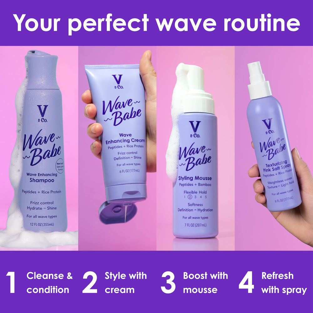 V&Co Wave Babe packaging with 7 oz bottle is travel-friendly.