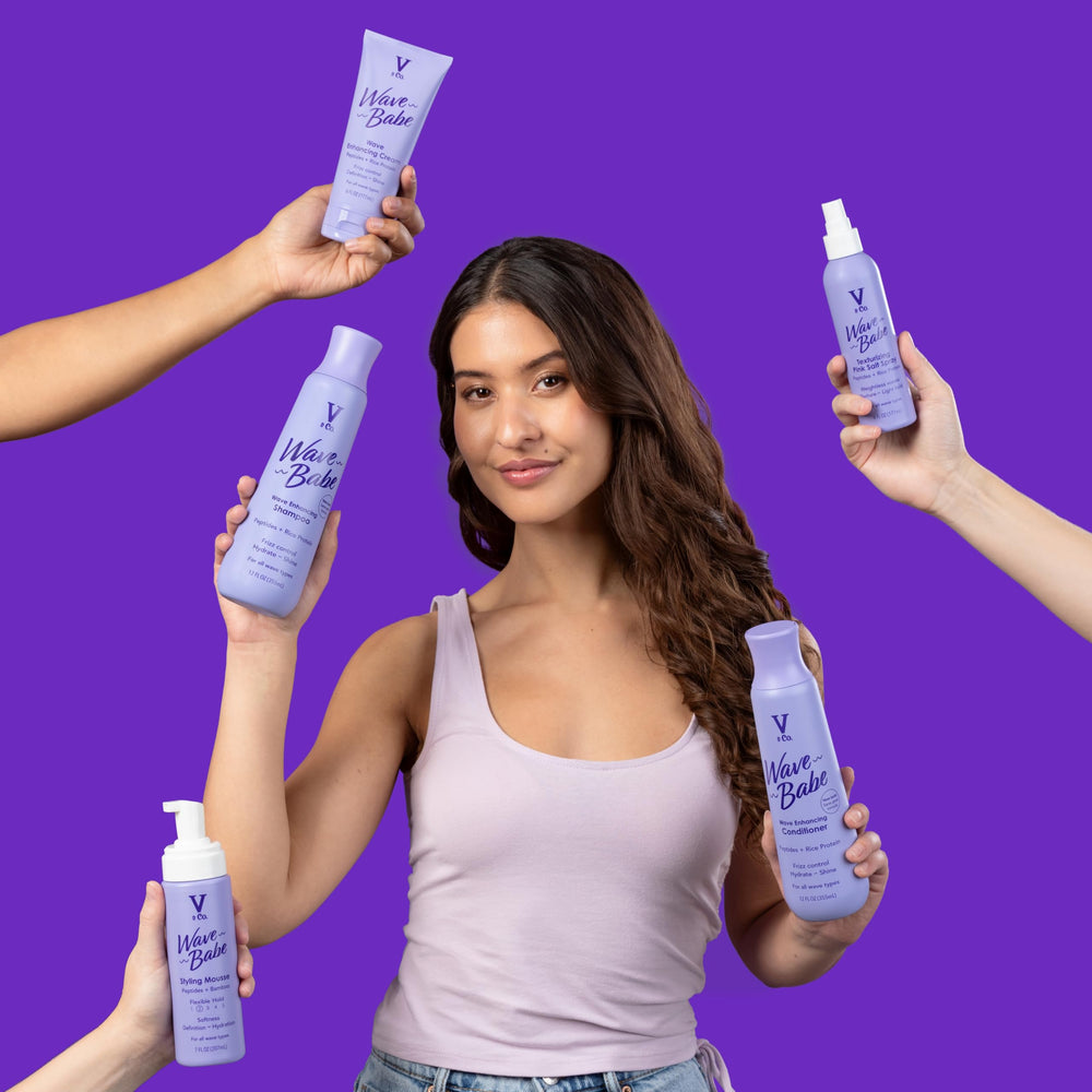 Towel-dried hairstyle ready-to-style with V&Co Wave Babe.