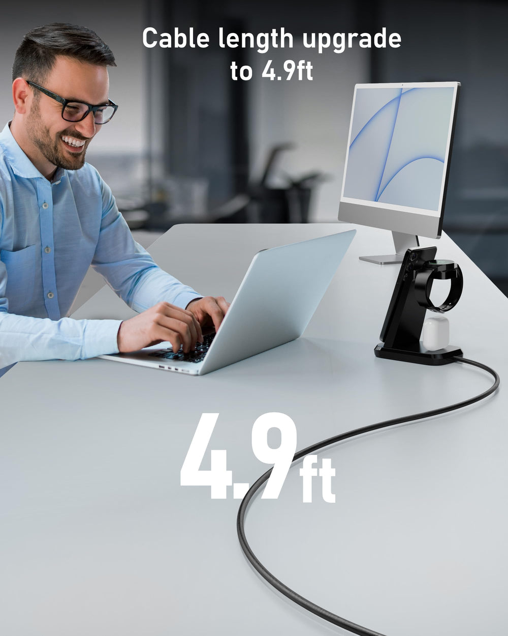 VCVS 36W charger USB-C earbuds charging via rear port