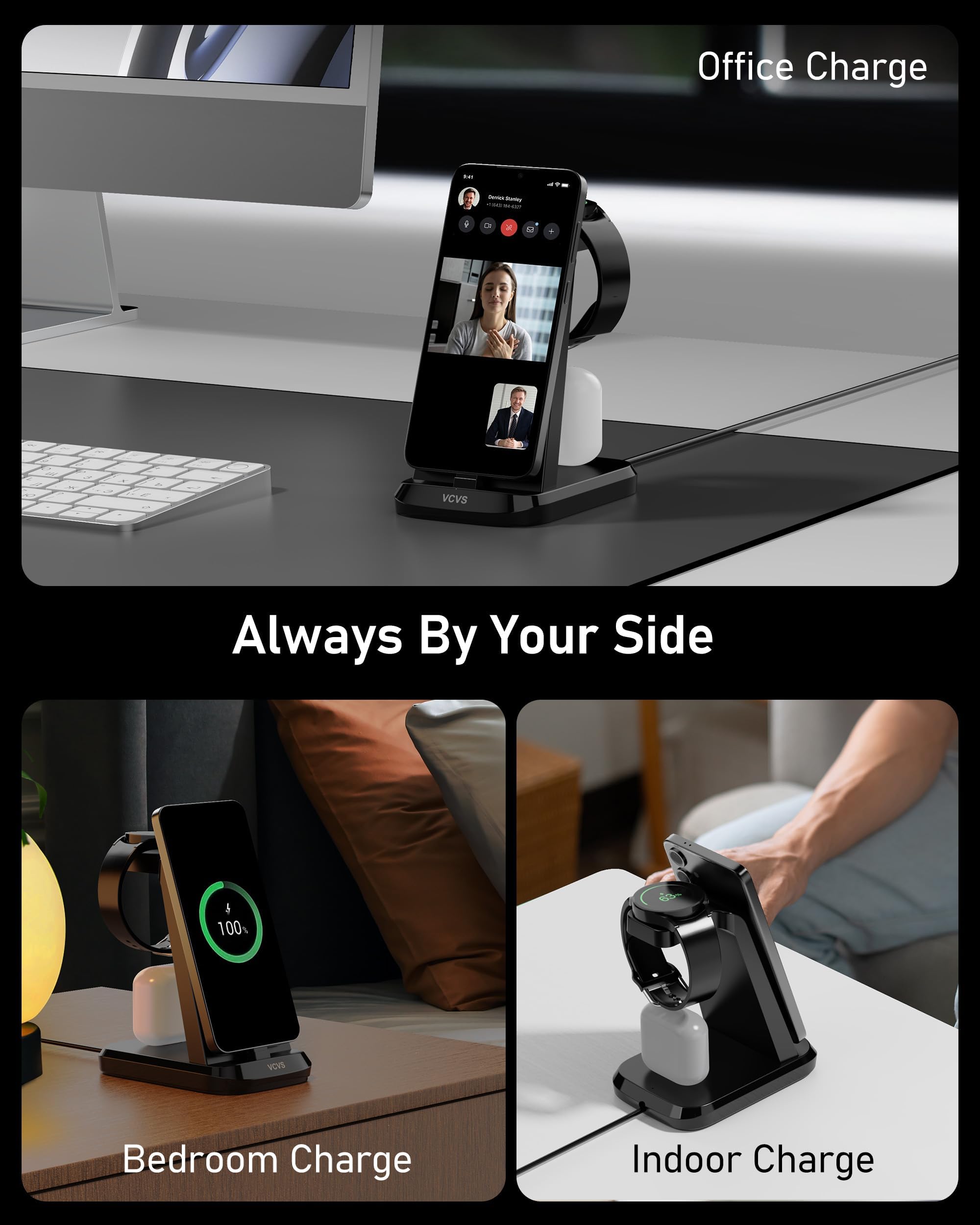 VCVS 36W charger smartwatch charging on top dock