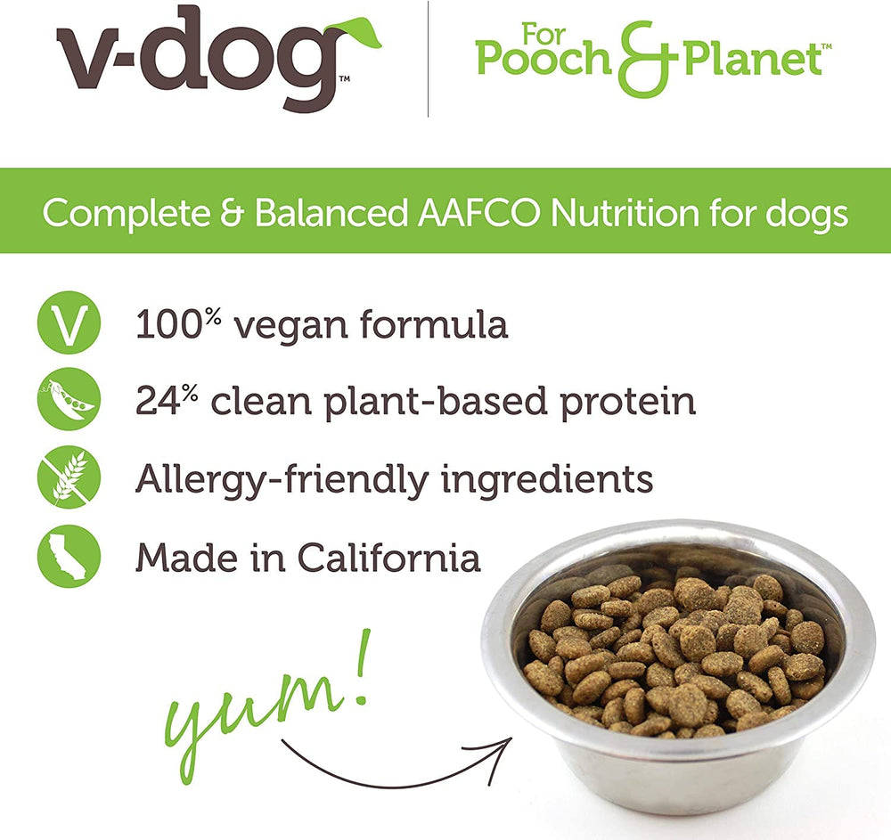 Close-up of protein rich V-dog Kind Kibble for dogs.