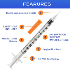 Vebiuzy insulin syringe sterile blister pack preserves sterility before use.