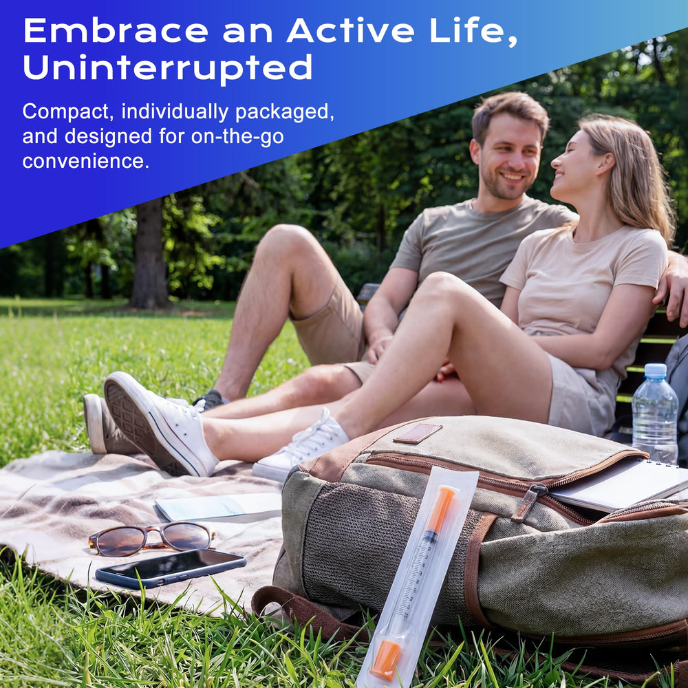 Vebiuzy latex-free single-use syringes support allergy-conscious use.
