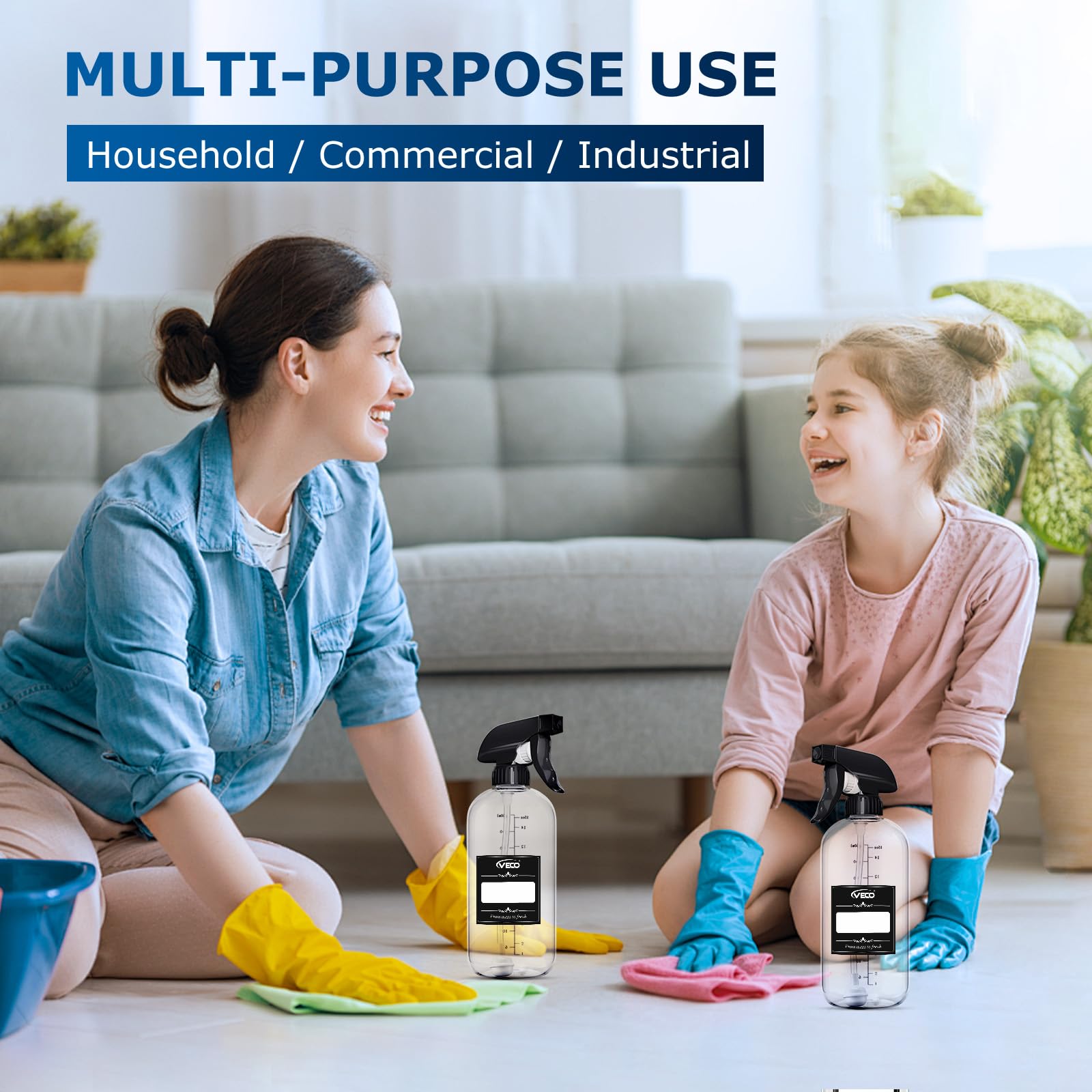 Veco multi-purpose spray ideal for cleaning, plant care, hair, and pet use.