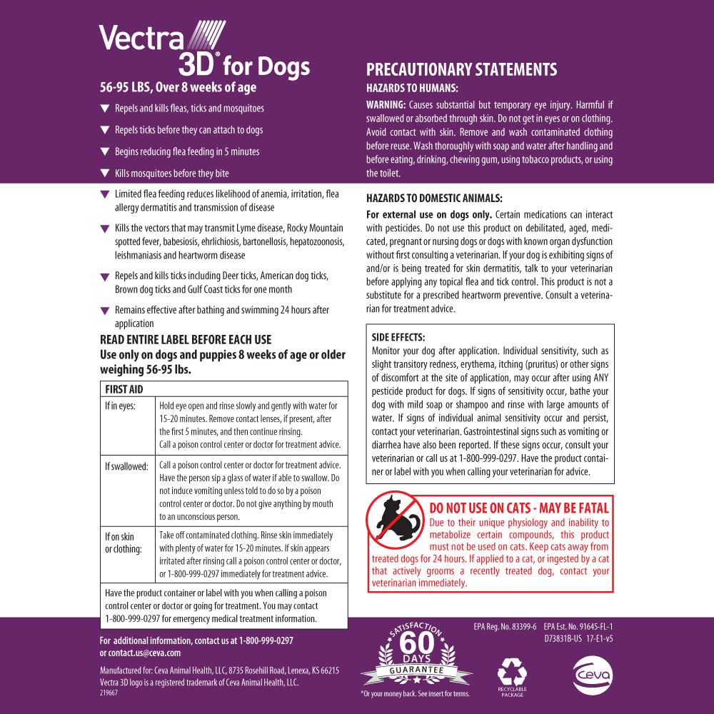 Vectra 3D bottle dispensing treatment emphasizing rapid flea bite reduction