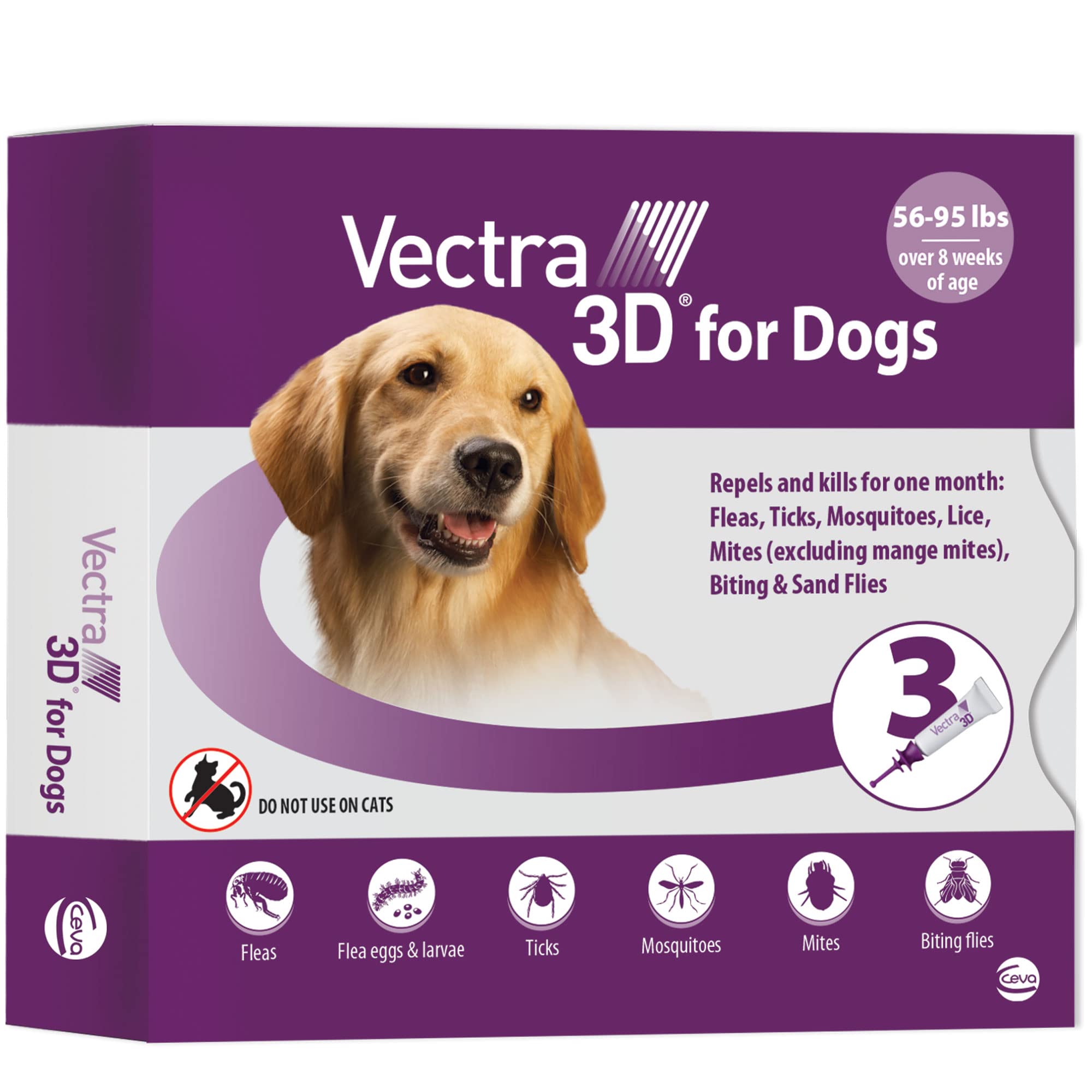 Vectra 3D large dog application shows easy monthly topical treatment