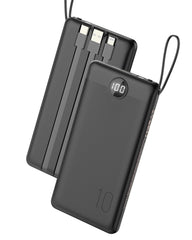 VEEKTOMX portable charger built-in cables enable on-the-go charging without hunting for cords.