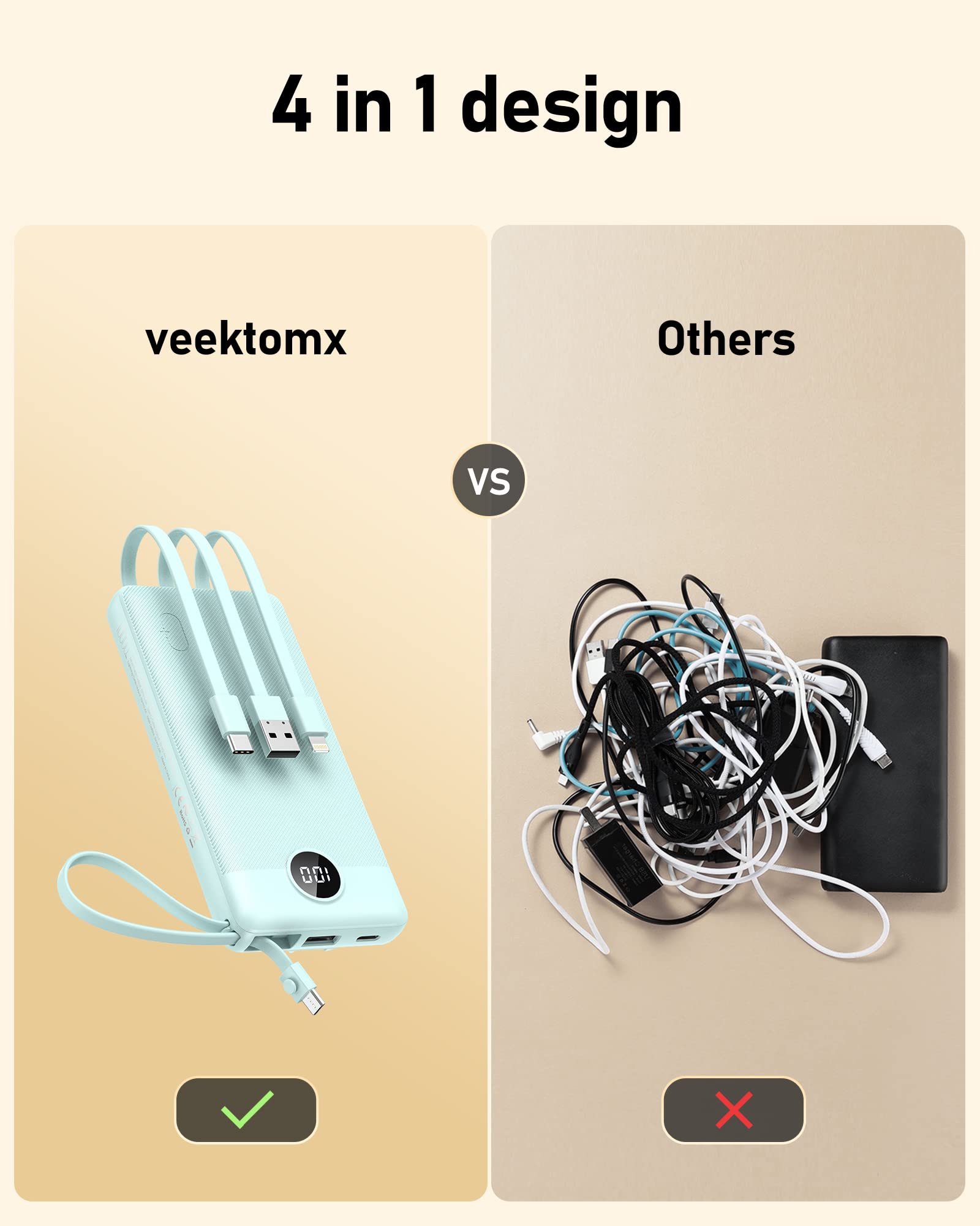 VEEKTOMX USB-C fast charging powers compatible phones on the move