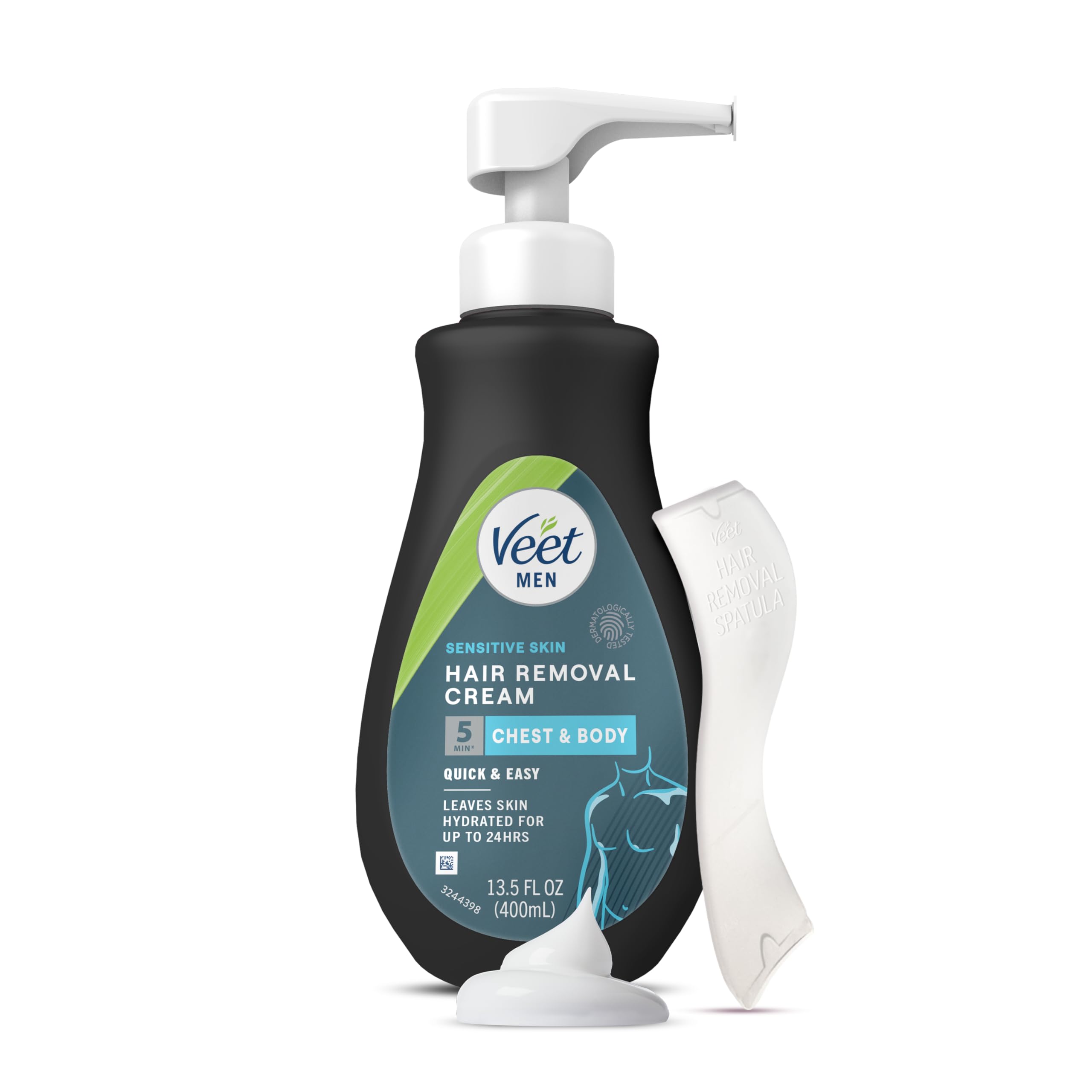 Veet Men's Hair Removal Gel Cream chest application for smooth skin.