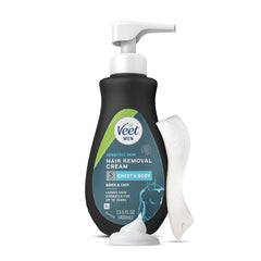 Veet Men's Hair Removal Gel Cream chest application for smooth skin.
