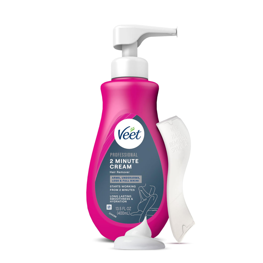 Veet Professional 2 Minute Cream bottle ready for quick at-home hair removal