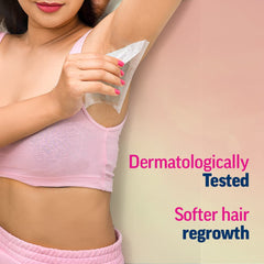 Veet waxing kit in-use application showing smooth hair removal.