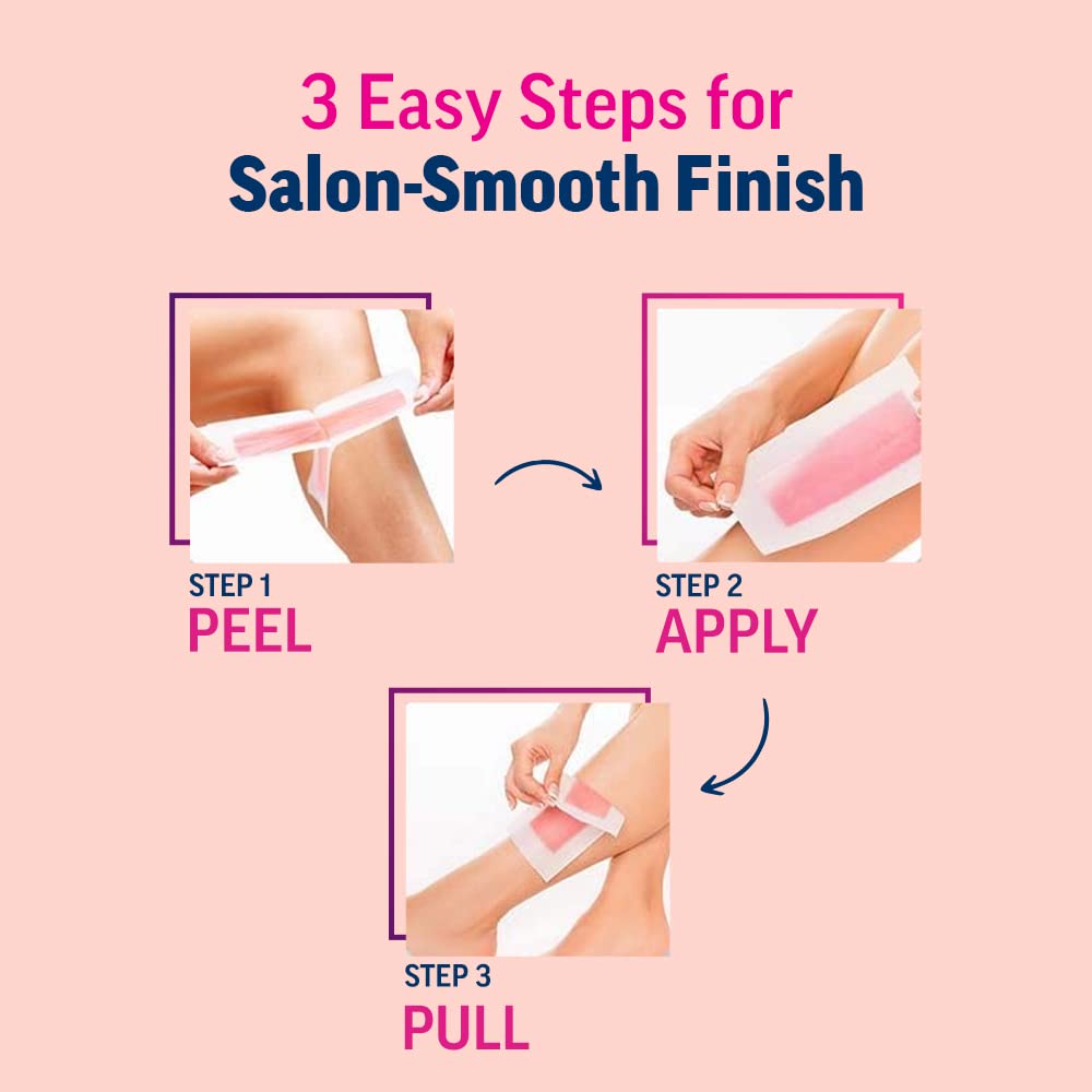 Veet waxing kit leaves no sticky residue with wipes.
