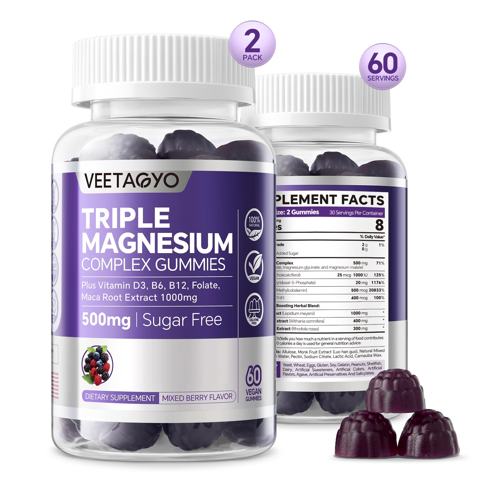 VEETAGYO Magnesium Gummies bottle for daily wellness support.