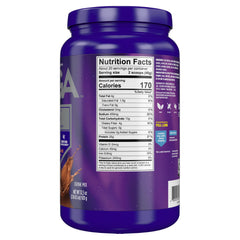 Close-up of Vega Original Creamy Chocolate packaging highlighting plant-based protein.