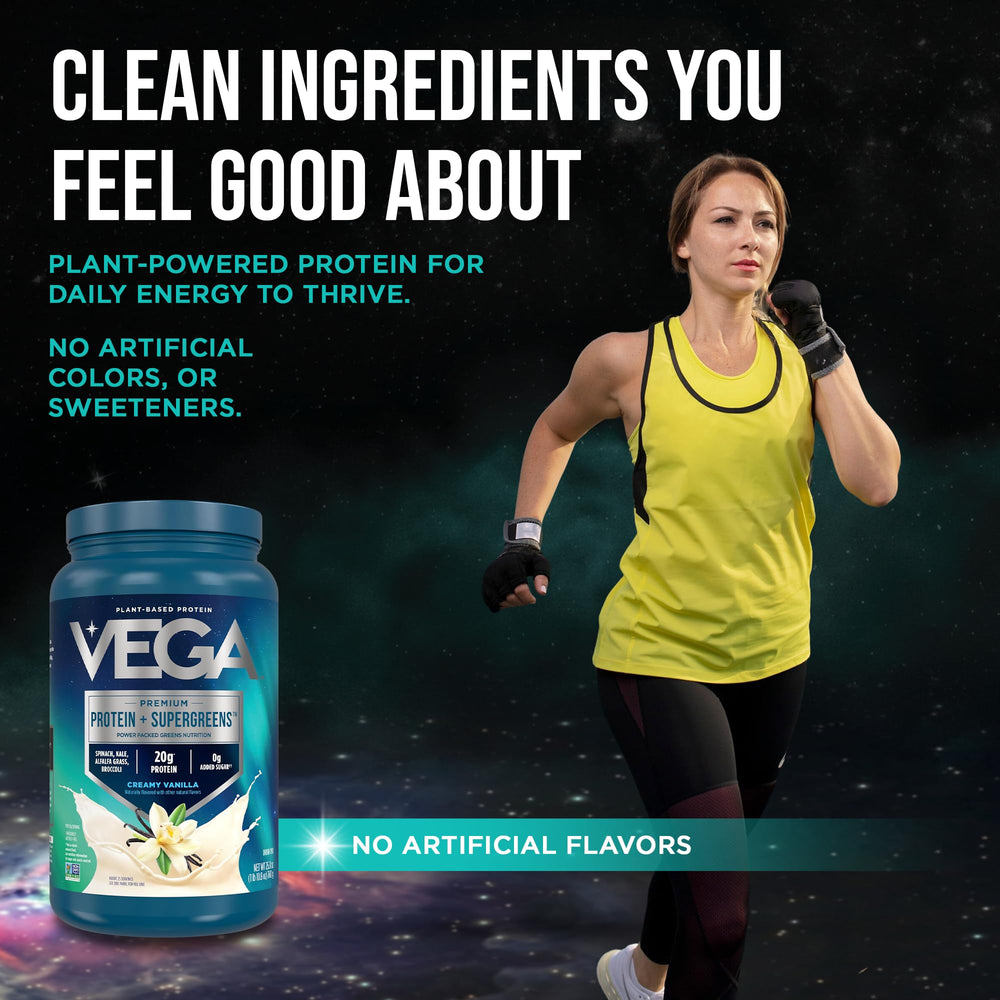 Serving cup ready with vanilla Vega shake.
