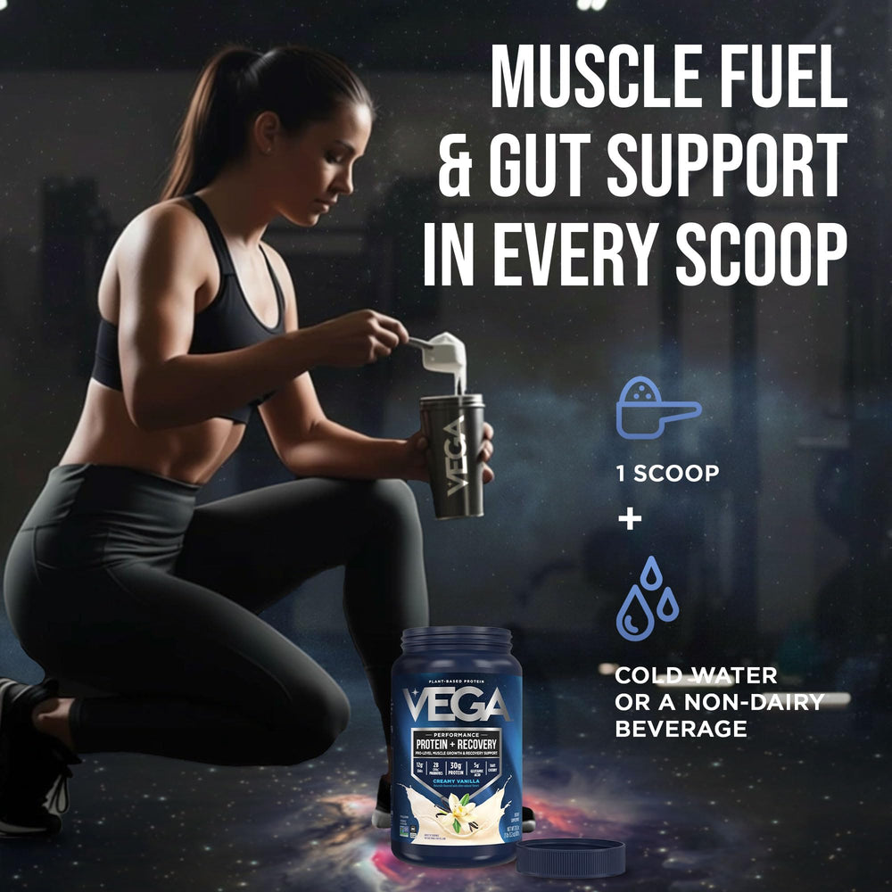 Vega probiotics bottle communicates gut-friendly benefits after workouts
