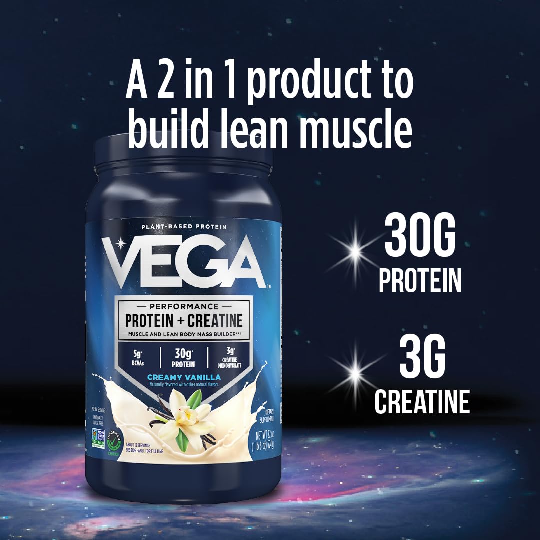 Vega Protein and Creatine chocolate shake in glass for post-workout recovery