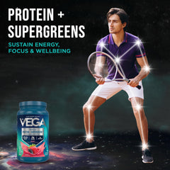 Vega Protein + Supergreens chocolate bottle highlighting keto-friendly nutrition