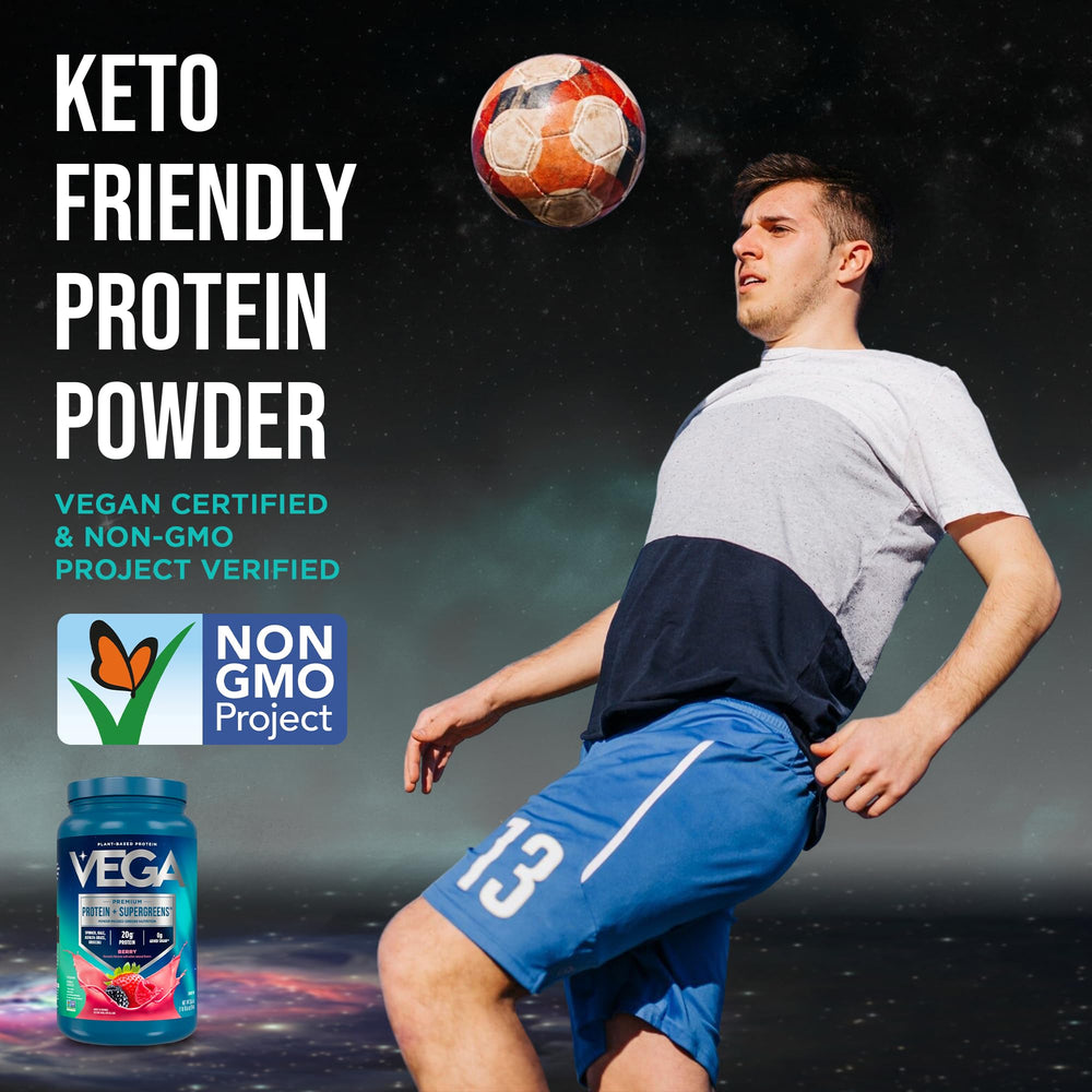 Vega Protein + Supergreens plain unsweetened bottle for versatile mixing