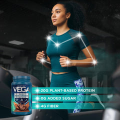 A Vega Protein and Supergreens smoothie shows creamy, subtly sweet flavor with real greens.