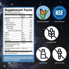 Close-up of mixed Vega protein shake highlighting creaminess