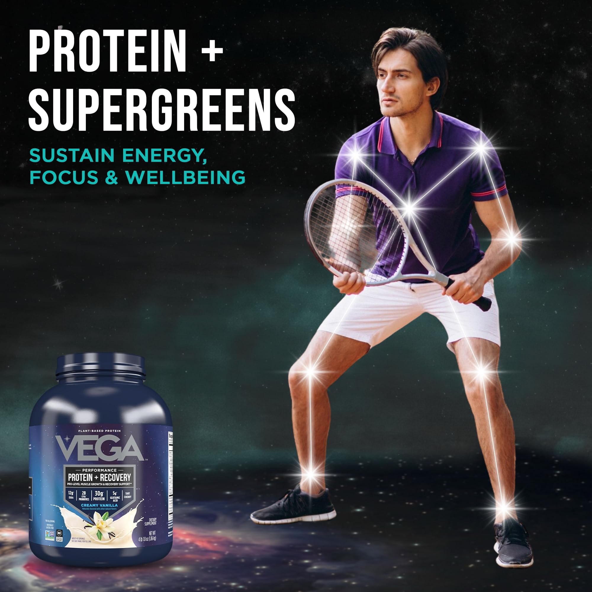 Vega Sport scoop showing precise serving size for consistent 30g protein per serving