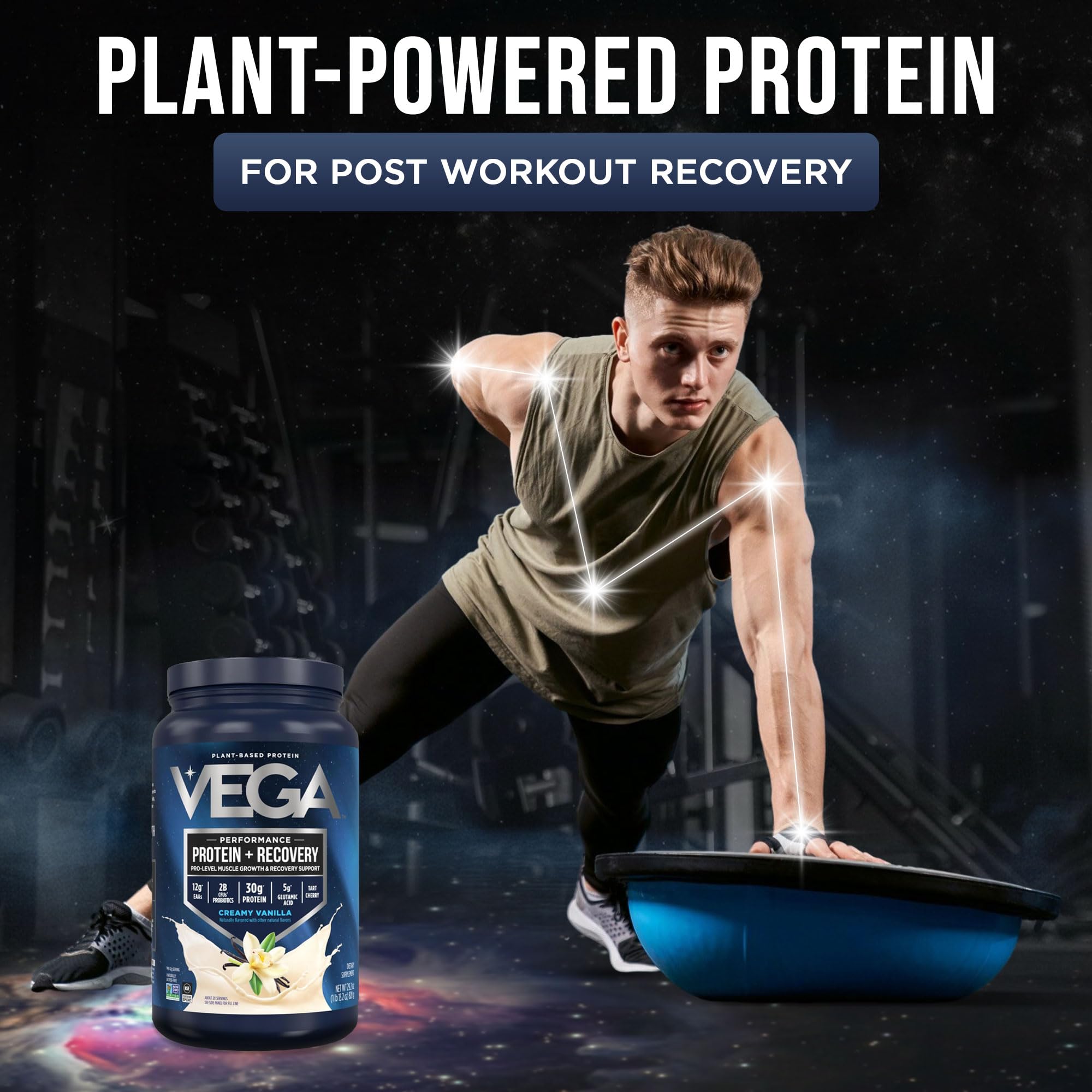 Vega Sport vanilla scoop pouring for easy serving