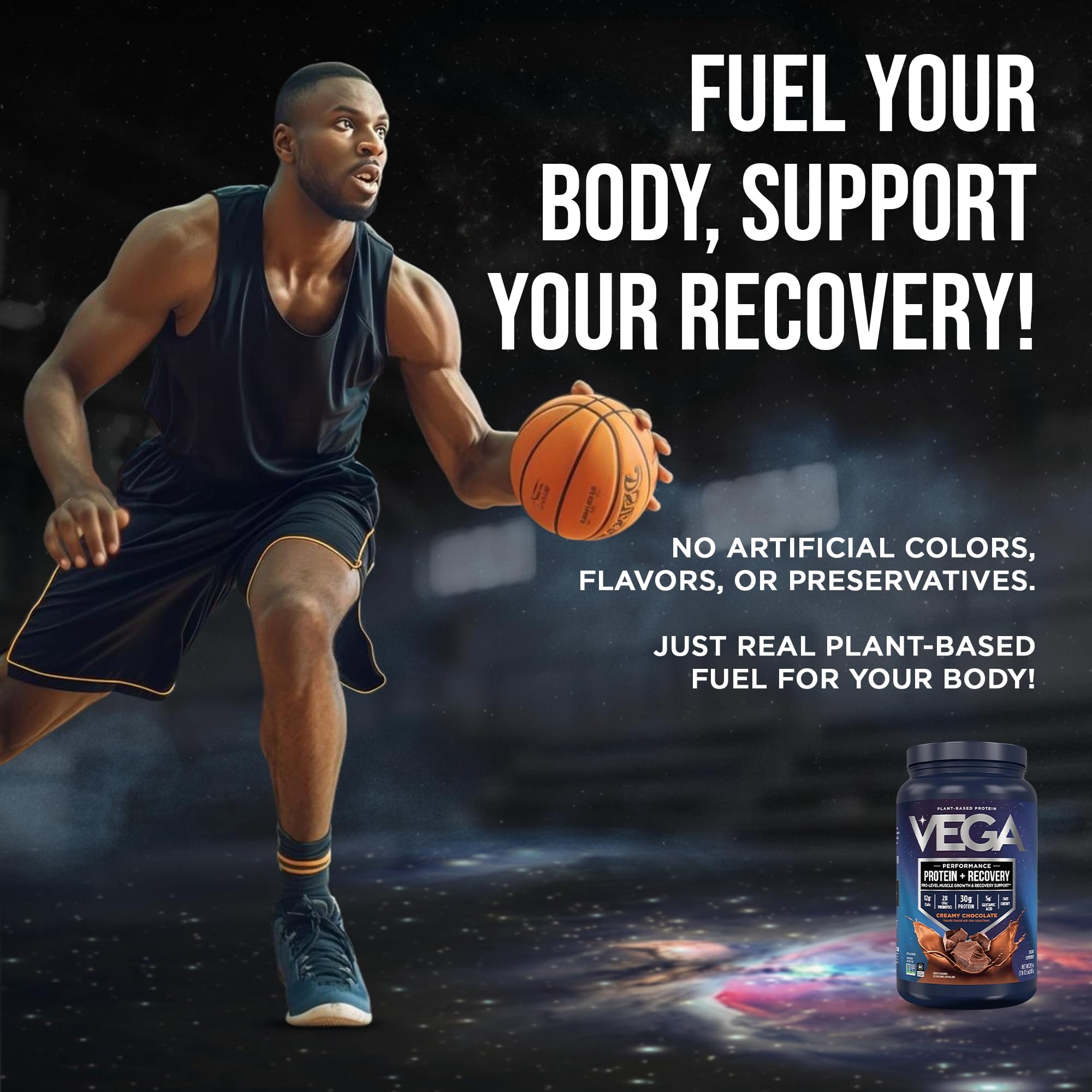 Vega Sport probiotic bottle highlights gut-friendly 2B CFUs