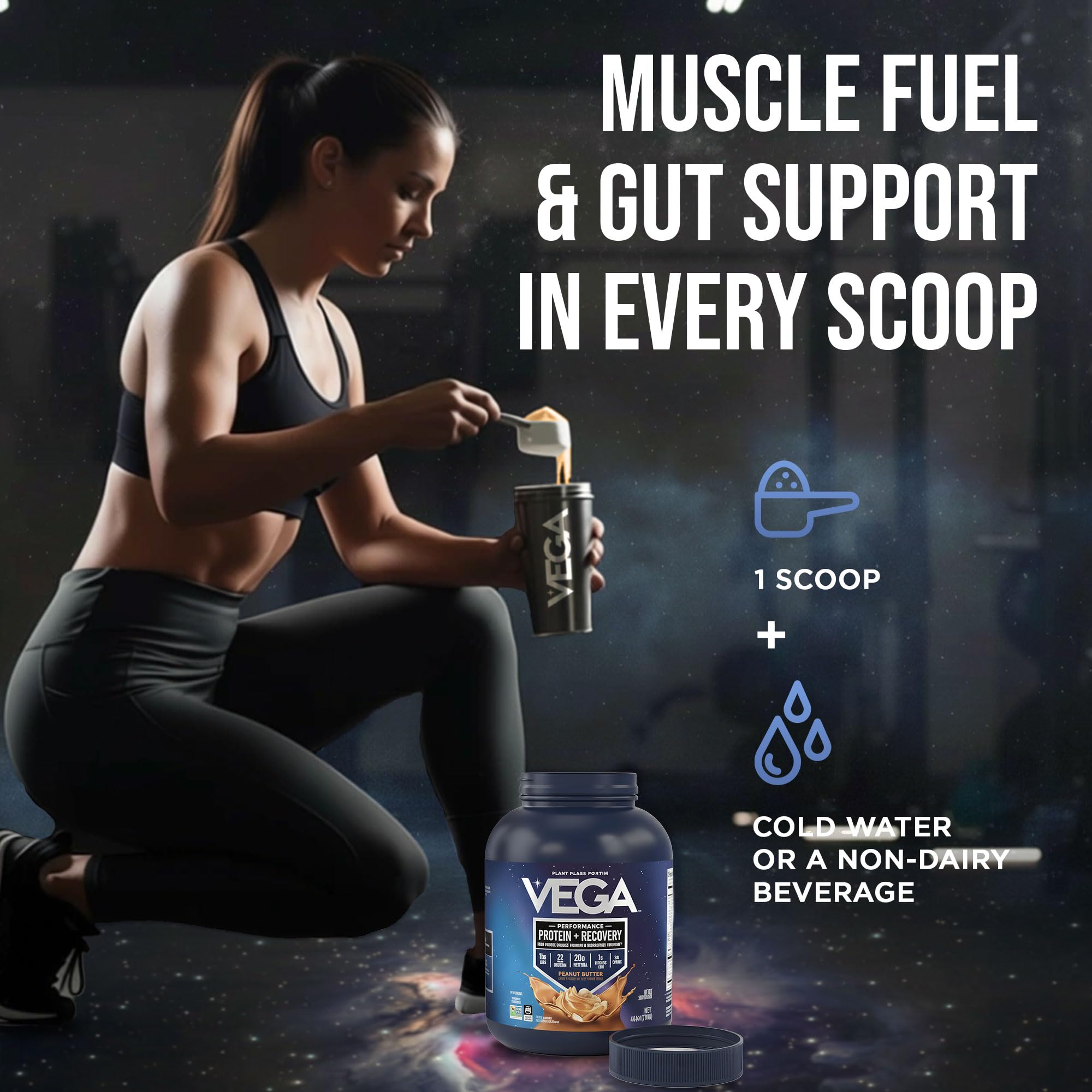 Vega Tart Cherry Probiotics blend label hints at gut-friendly ingredients.