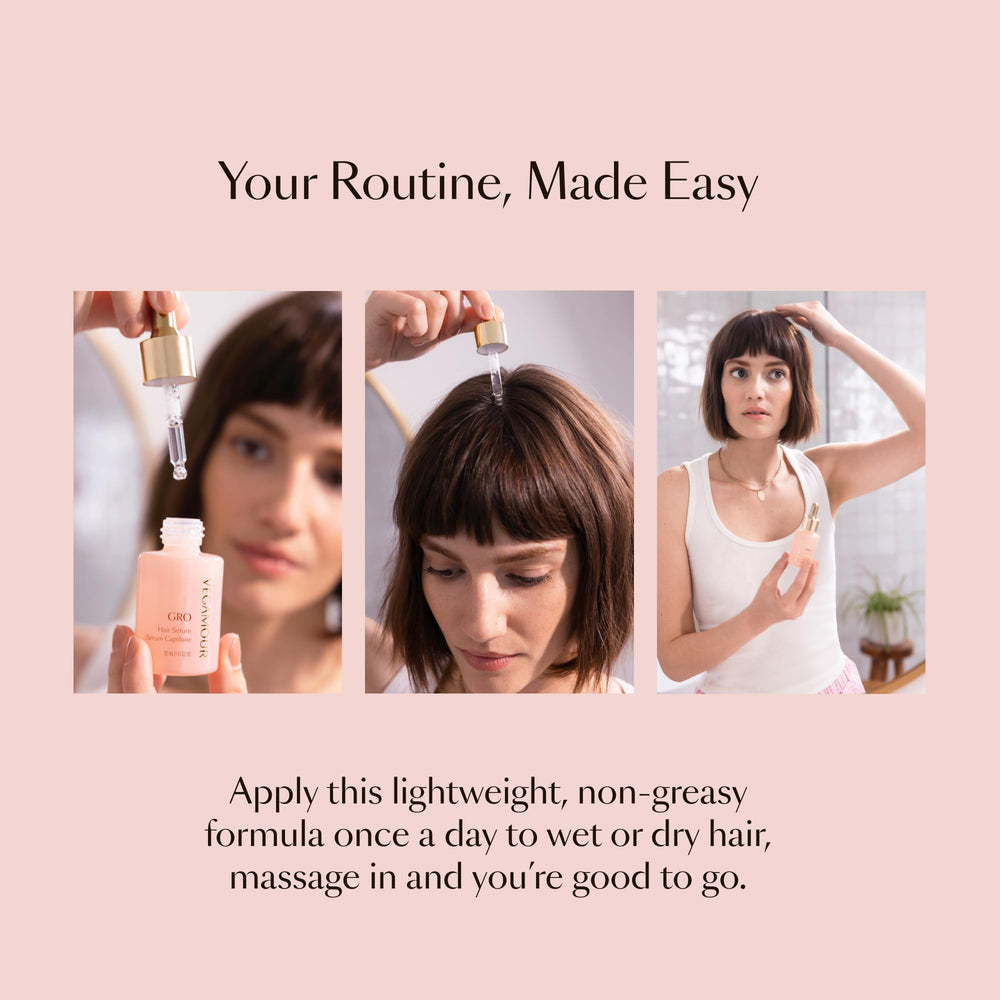 VEGAMOUR GRO Hair Serum red clover ingredient emphasizes scalp vitality
