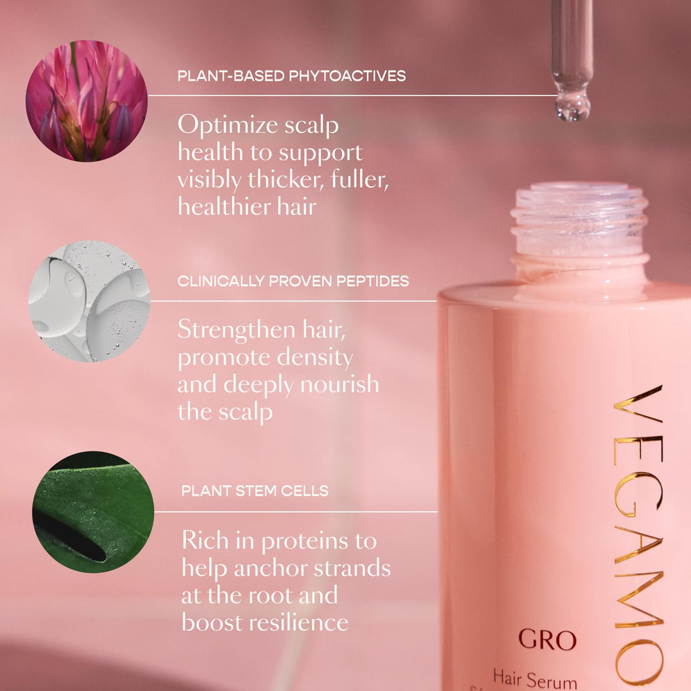VEGAMOUR GRO Hair Serum vegan cruelty-free branding signals clean ingredients