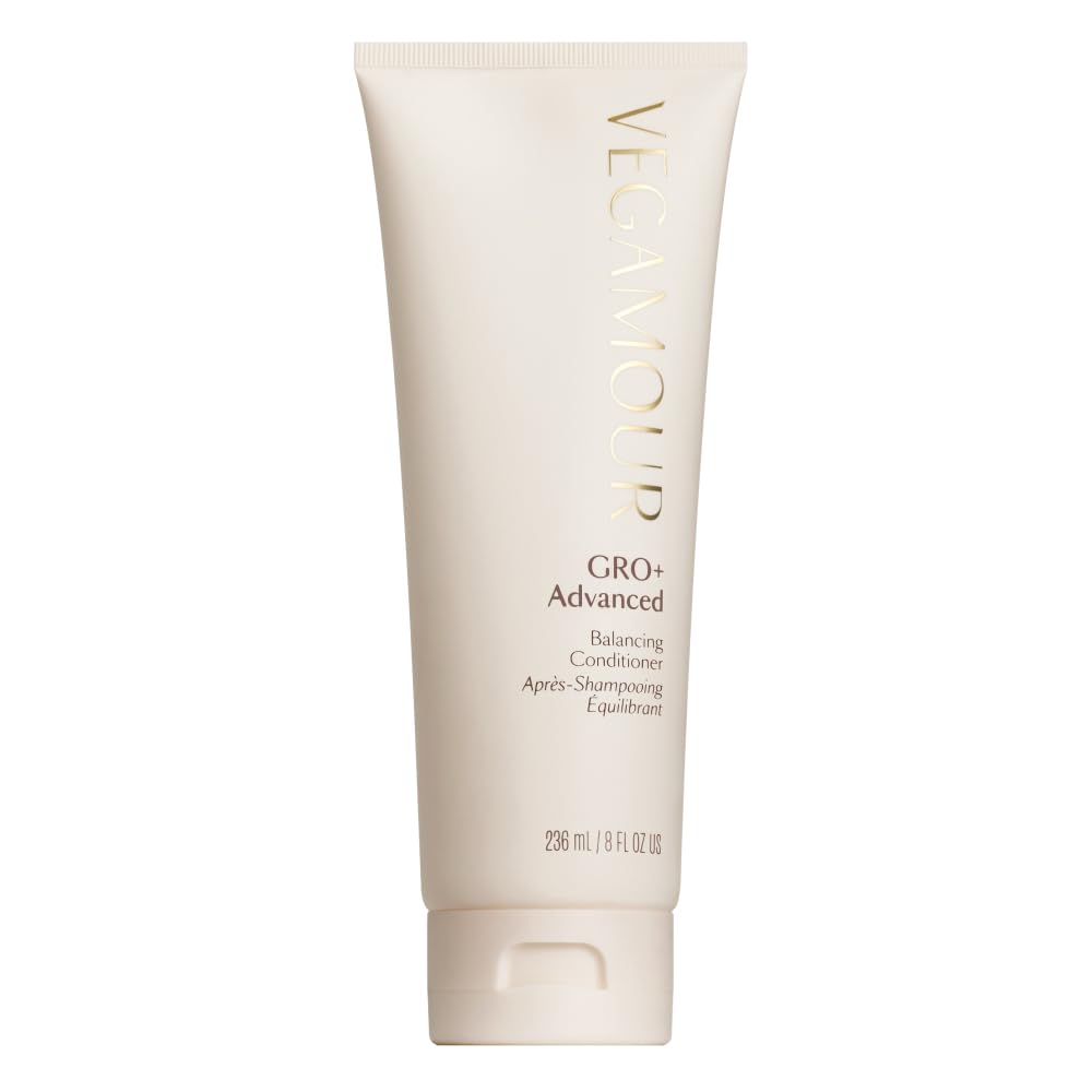 VEGAMOUR GRO+ Balancing Conditioner bottle offers daily scalp hydration.