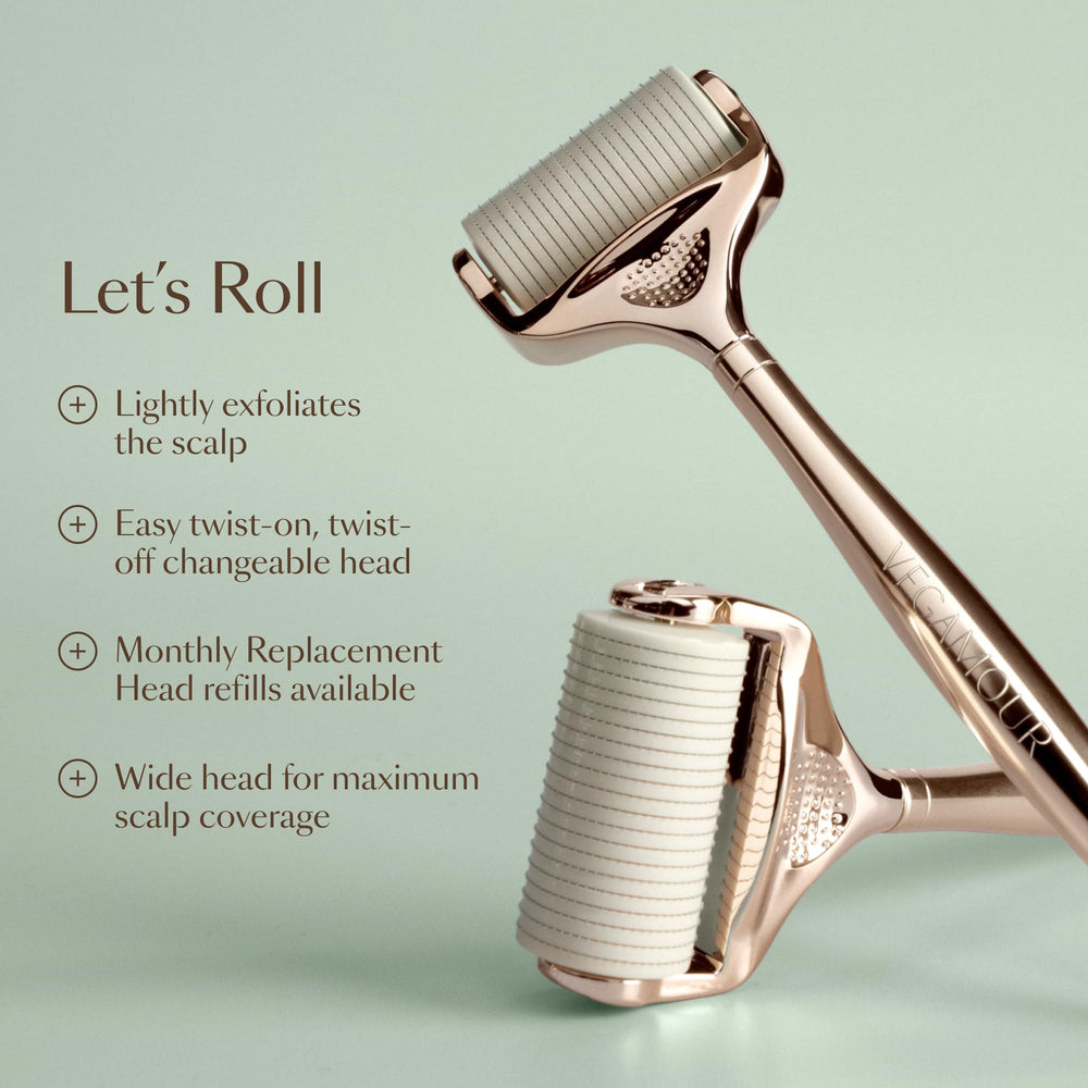 VEGAMOUR GRO+ twist-on head for easy hygiene and quick replacements.