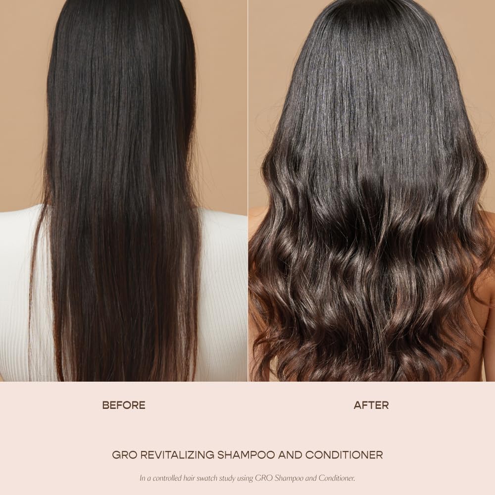 VEGAMOUR GRO Revitalizing Conditioner hair strands focus reveals smoother, shinier hair