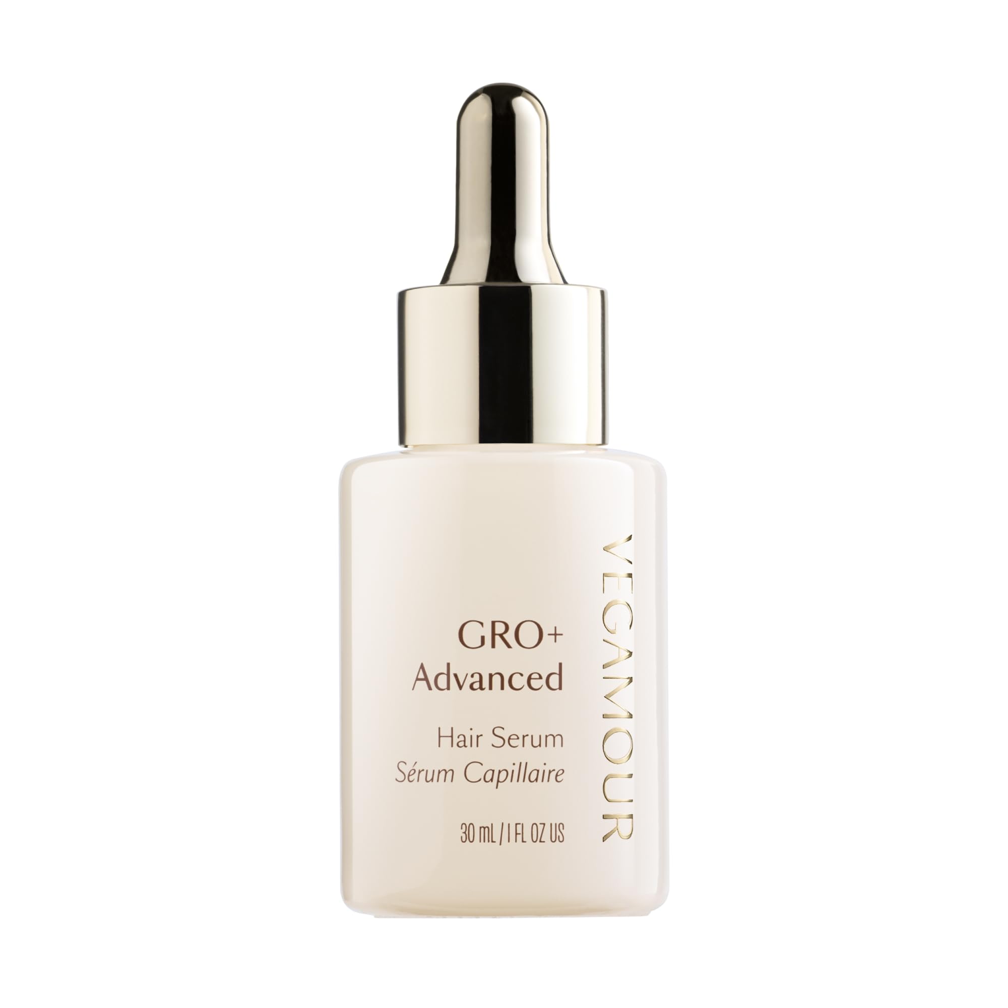 VEGAMOUR GRO+ serum bottle showing easy daily scalp treatment