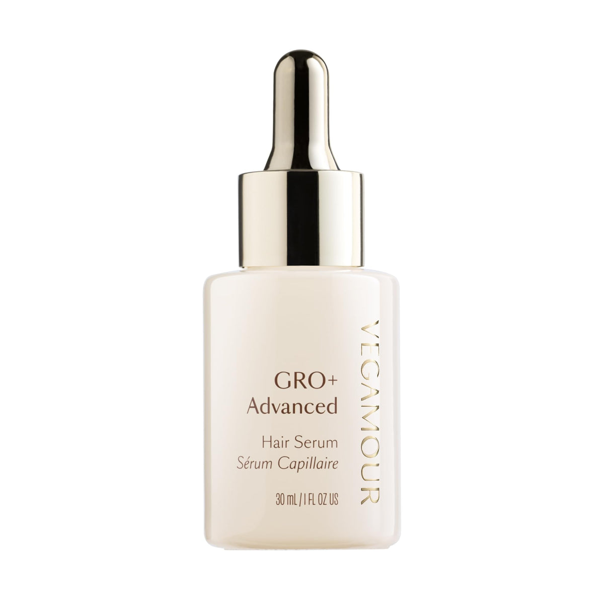 VEGAMOUR GRO+ serum bottle showing easy daily scalp treatment