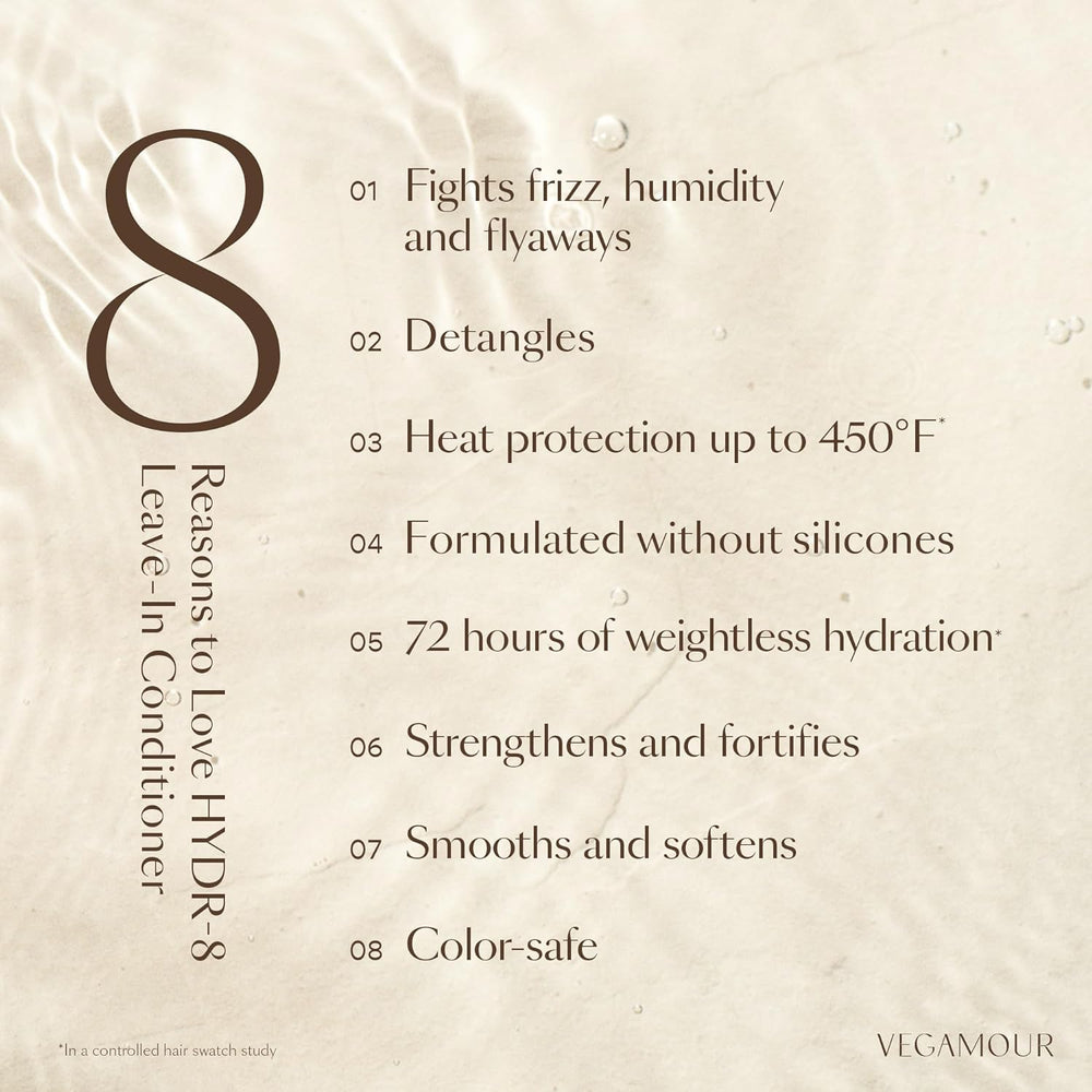 HYDR-8 leave-in spray close-up showing detangling action