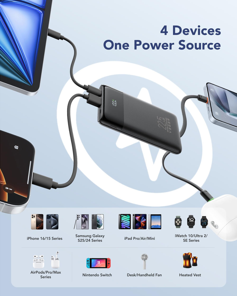 VEGER airline-safe battery pack adheres to travel safety standards.