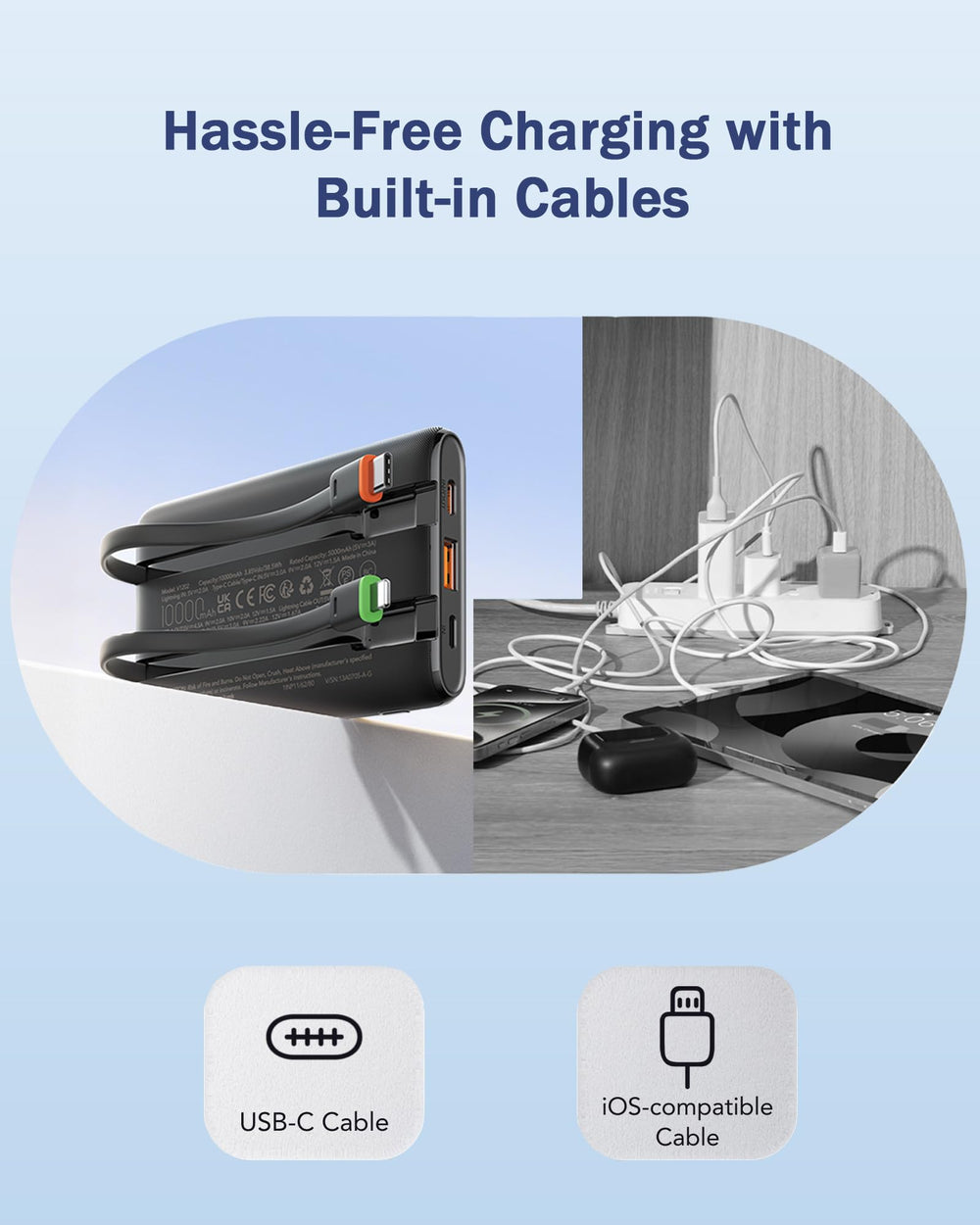 VEGER 22.5W fast charging boosts devices quickly from this compact pack.