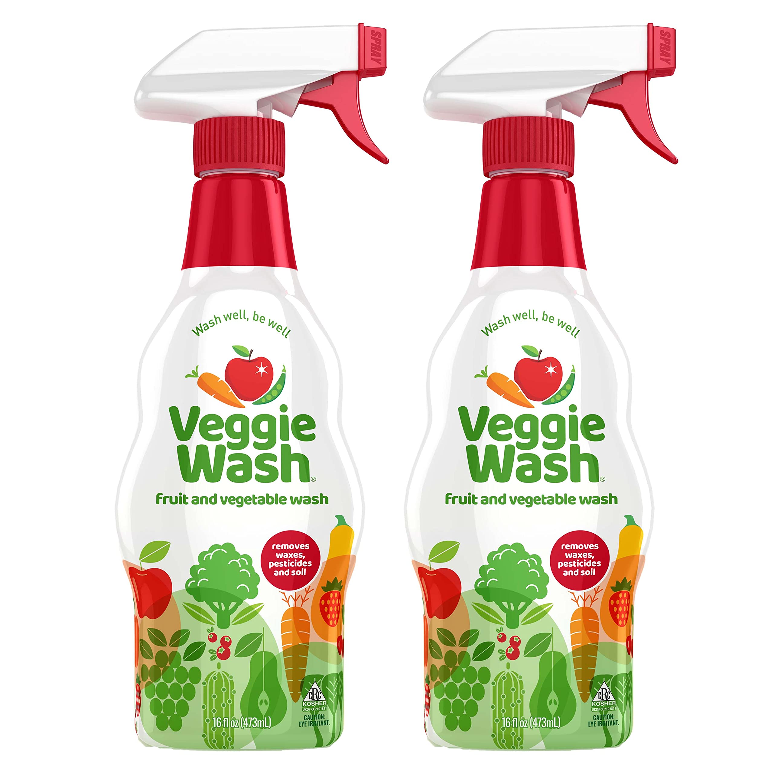 Veggie Wash bottle pour for safe produce cleaning.