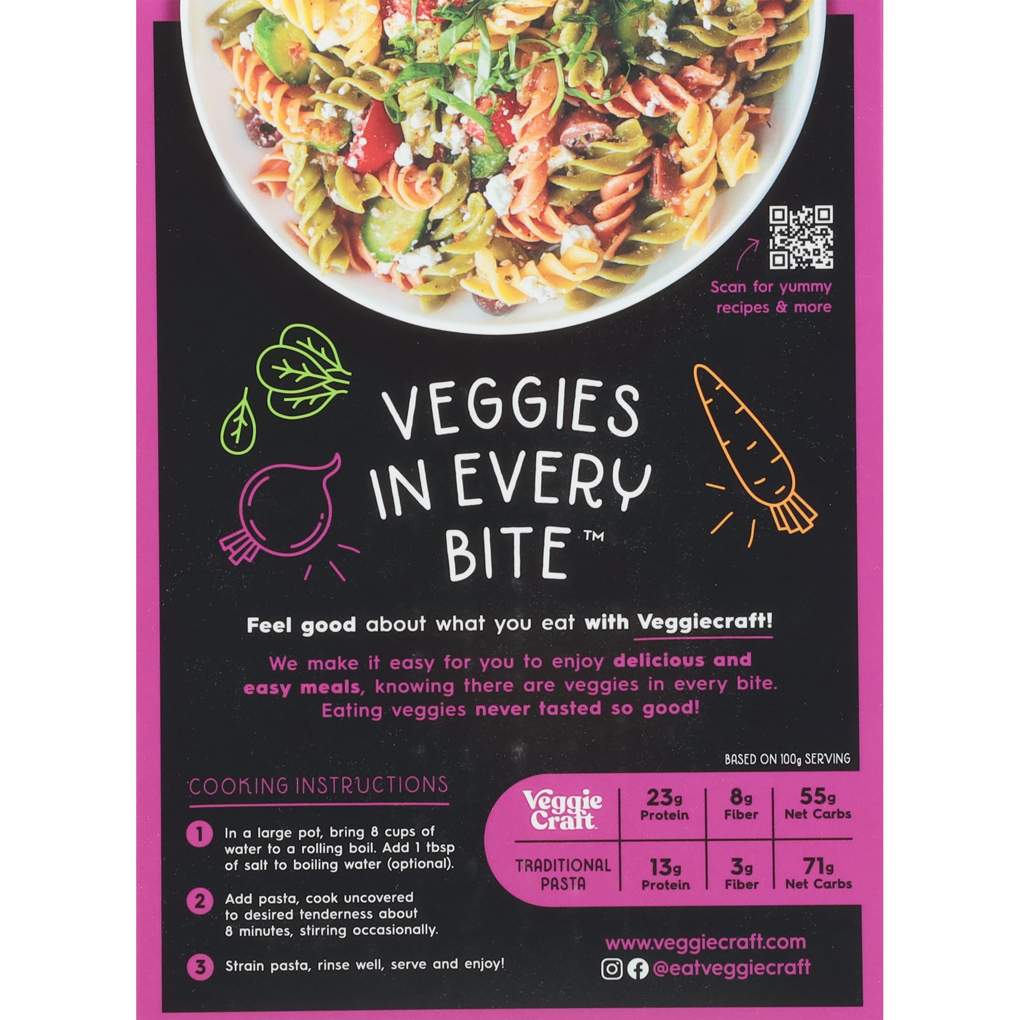 Veggiecraft Farms Italian-made pasta process shot highlighting quality.