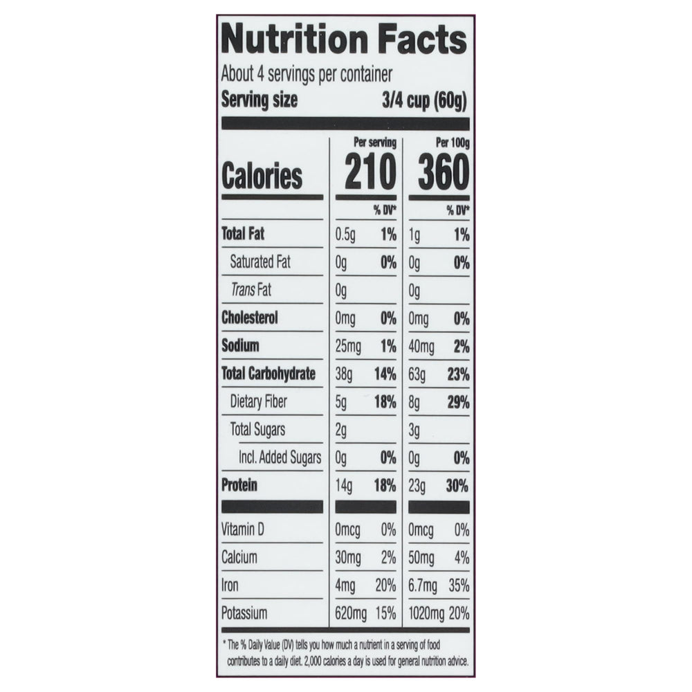 Veggiecraft Farms lentil-protein pasta ingredients closeup highlighting five-ingredient blend.