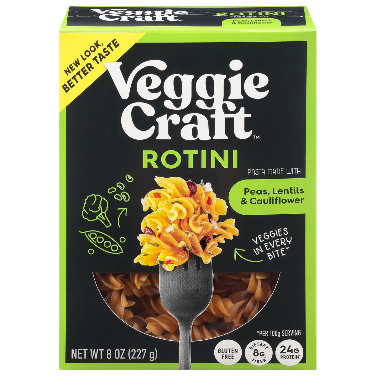Veggiecraft Farms Rotini pasta package with gluten-free labeling for easy weeknight meals.