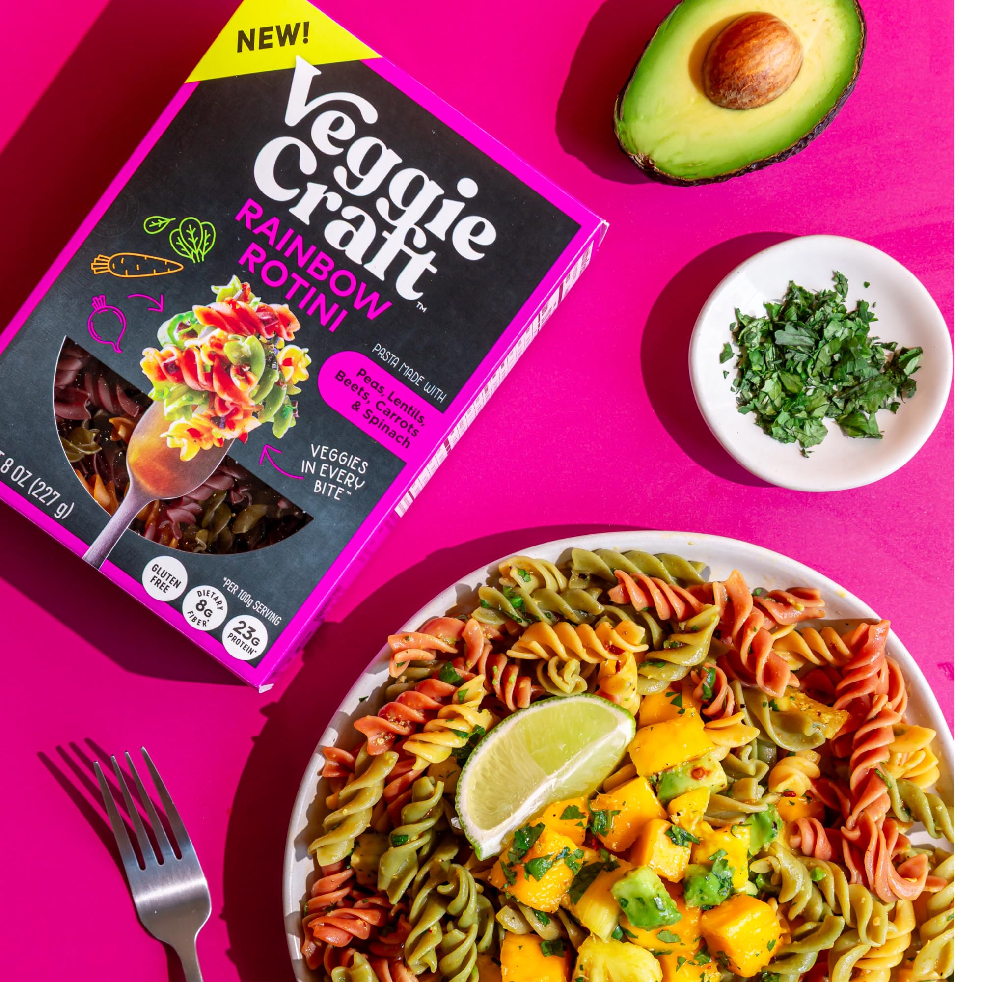 Veggiecraft Farms spinach-beet flour pasta with bright greens.