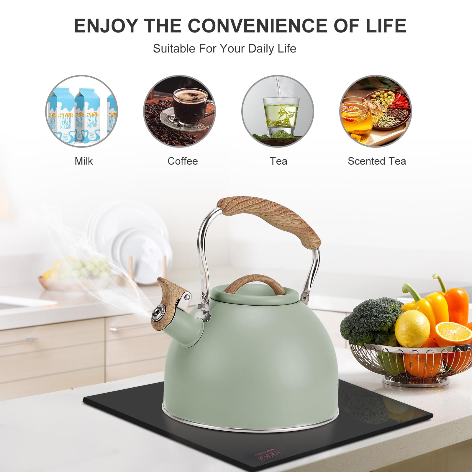 Induction-compatible Vegoran kettle works on all stove tops