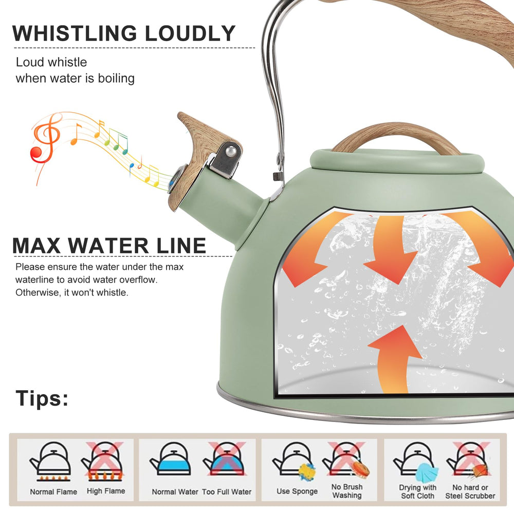 Vegoran 3L kettle emits a loud whistle signaling boiling water