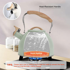 Spout lid on Vegoran kettle reduces steam exposure during pouring