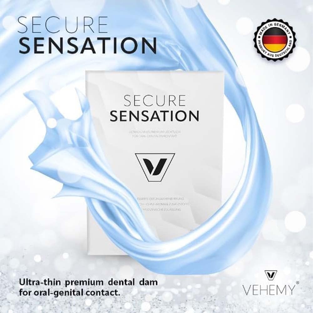 Vehemy Dental Dams close-up shows ultra-light material for barely-there sensation