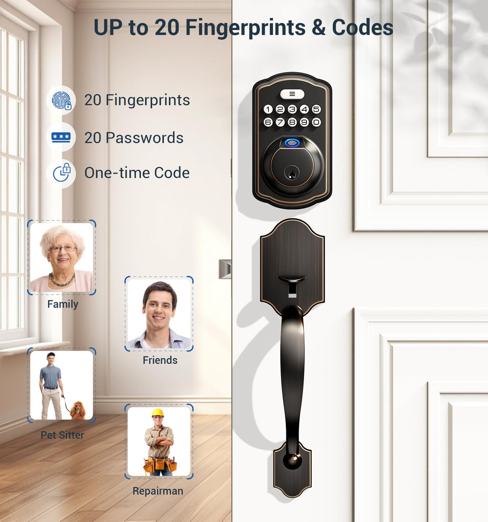 Veise front handle set—durable zinc alloy design for secure entry.